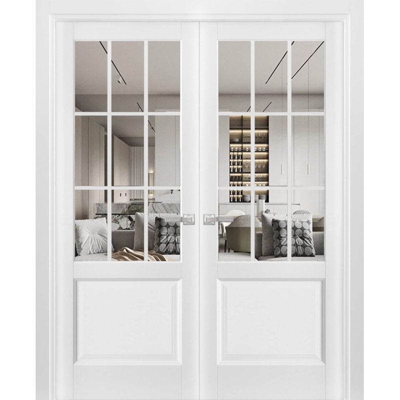 Elegant White French Interior Doors with Glass Panels
