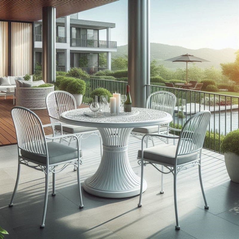 Elegant White Mexican Patio Furniture Set