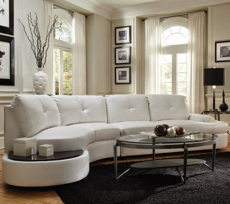 Elegant White Oval Sectional Sofa in Living Room