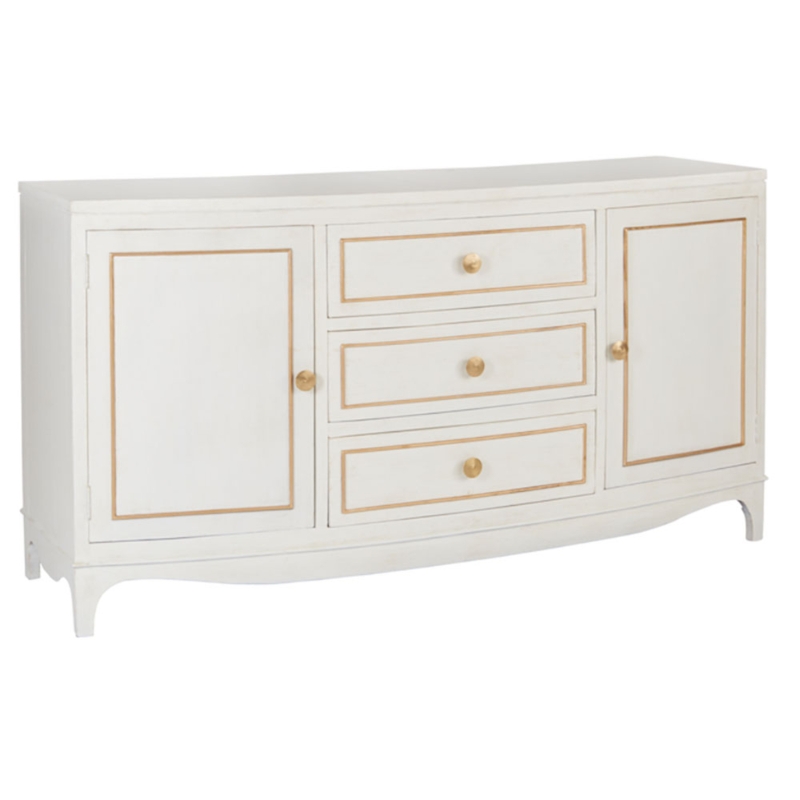 Elegant White Sideboard with Gold Accents