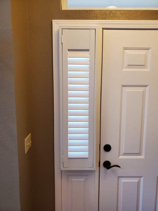 Elegant White Sidelight Shutters for Entry Doors
