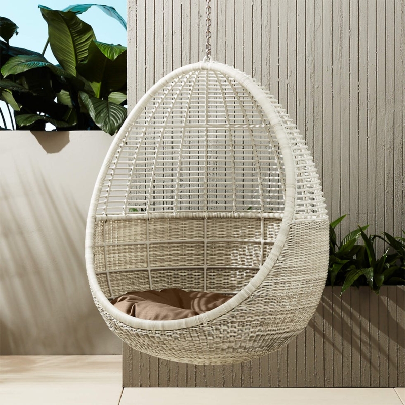 Elegant White Wicker Hanging Outdoor Chair