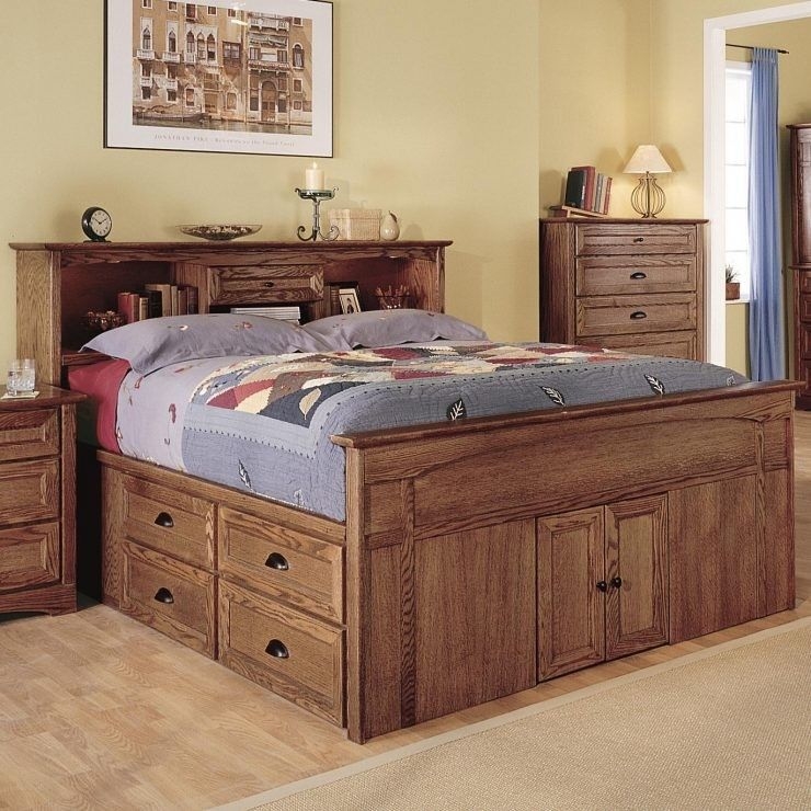 Elegant Wooden King Size Captain Bed with Storage