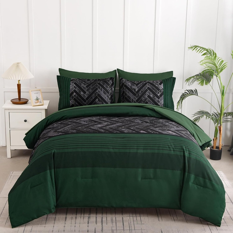 Emerald Green and Black King Size Comforter Set