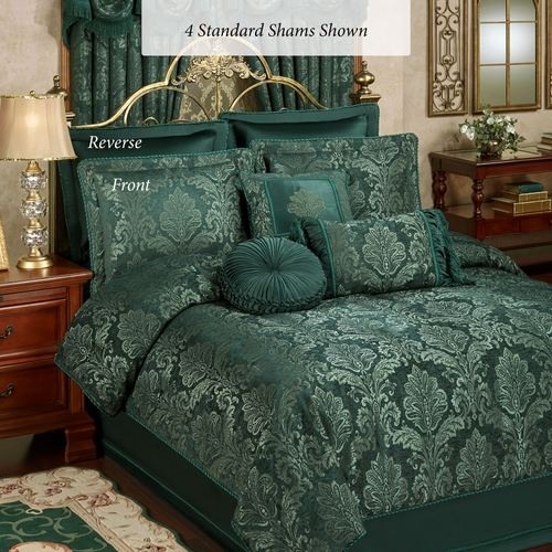 Emerald Green Damask Luxury Comforter Set