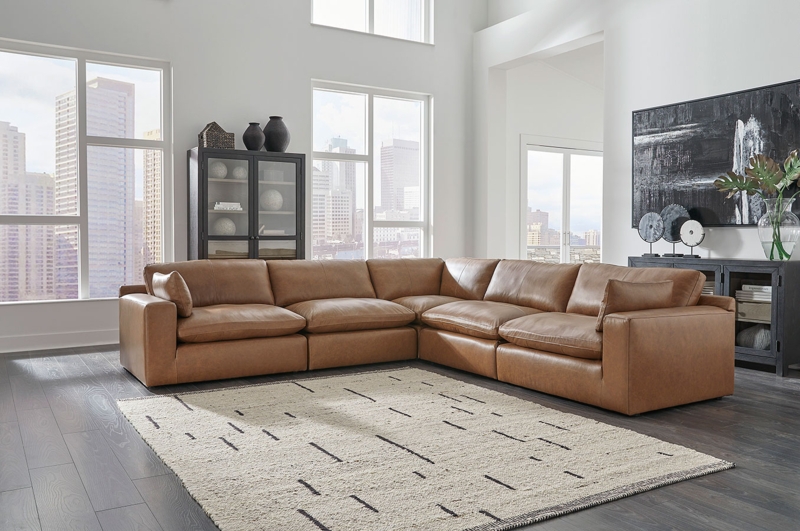 Emilia Caramel Leather Modular Sectional Sofa