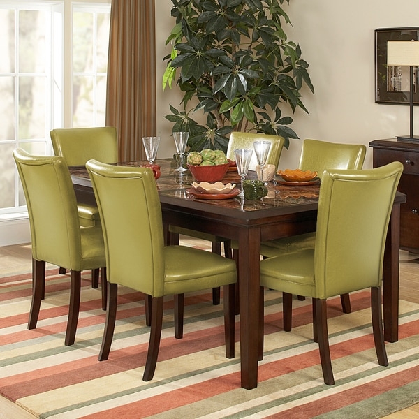 Estonia Dining Set with Olive Green Chairs