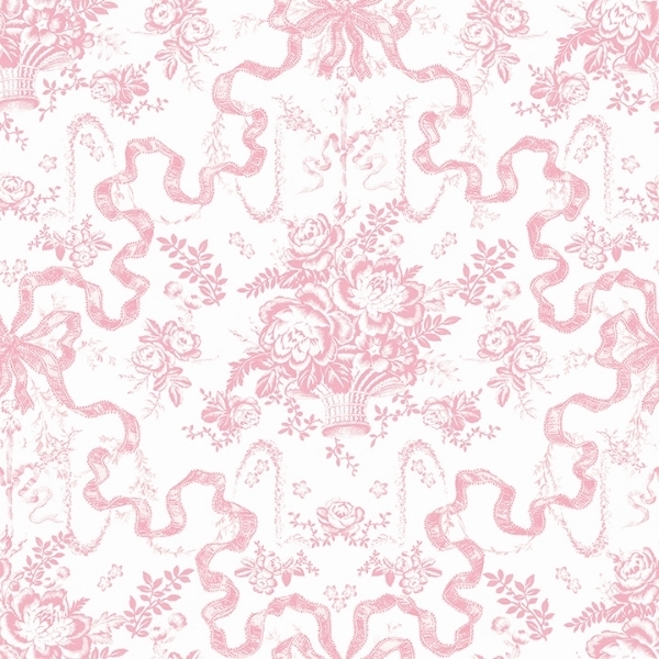 Fairytale Peony Pink Toile Classic Wallpaper Design