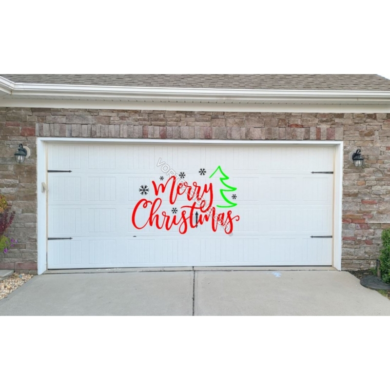 Festive Merry Christmas Garage Door Decal