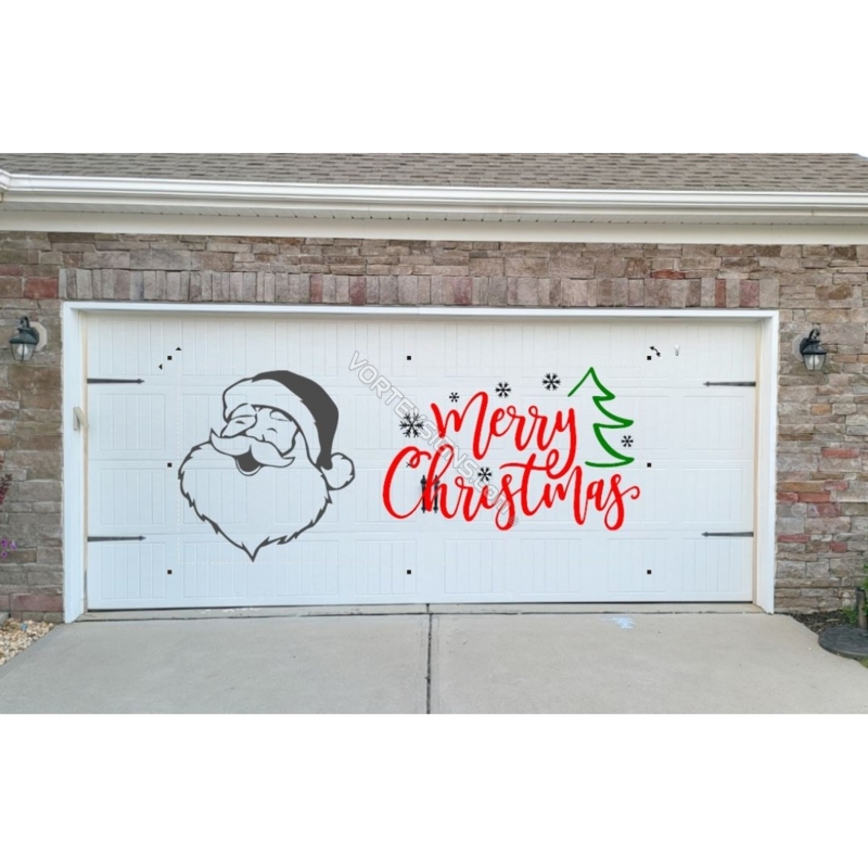 Festive Merry Christmas Garage Door Decal Design