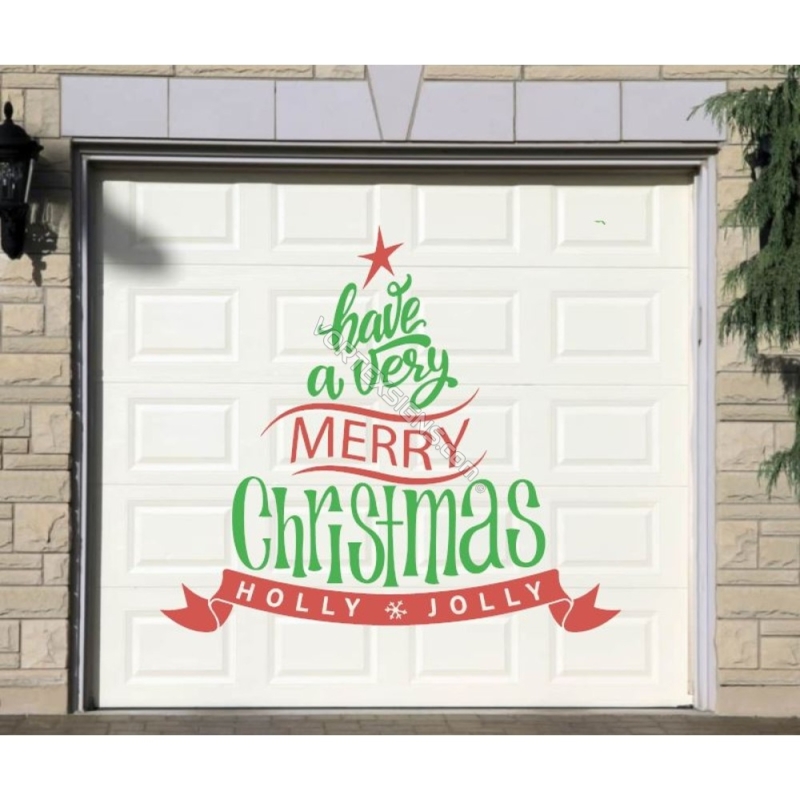 Festive Merry Christmas Garage Door Decal Design