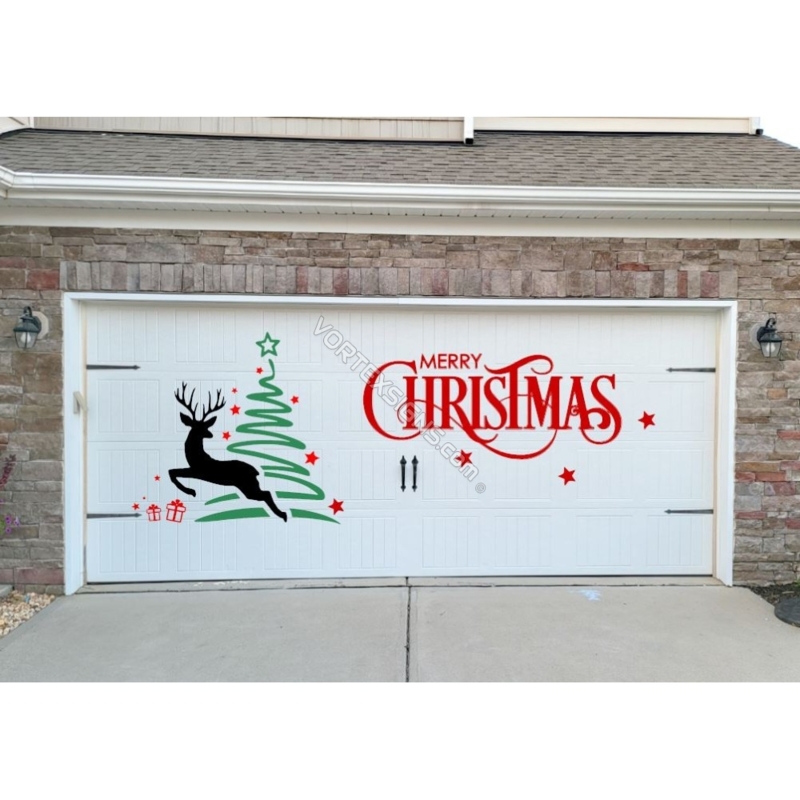 Festive Merry Christmas Garage Door Decal Design