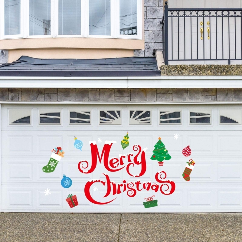 Festive Merry Christmas Garage Door Decal