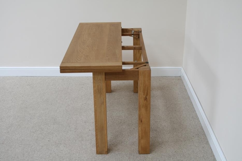 Flip Top Oak Dining Tables | Narrow Folding Console Tables