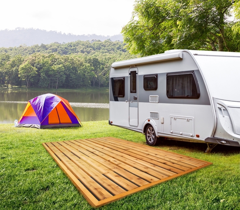 Floating Wooden Deck for Camper Outdoor Space