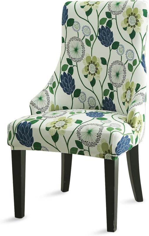 Floral Pattern Stretch Wingback Side Chair Slipcover