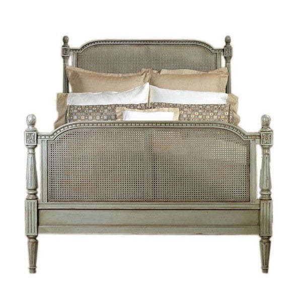 French Cane Rattan Louis XVI Style Queen Bed