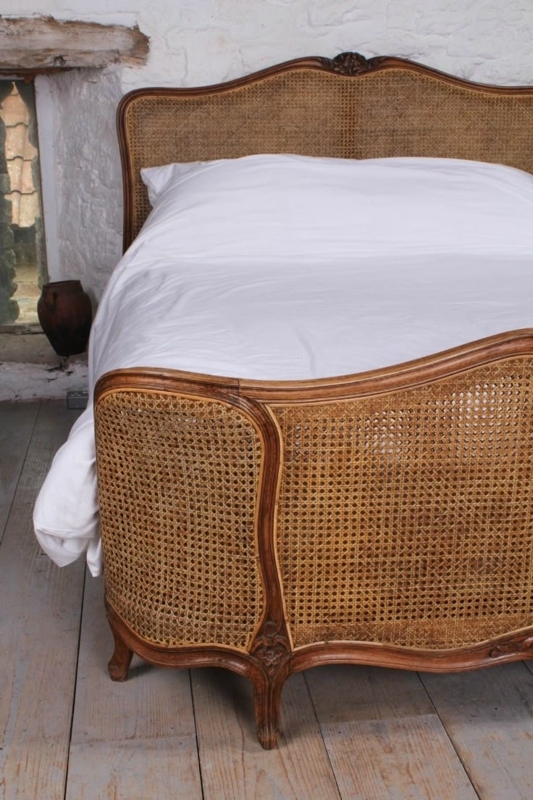French Corbeille Cane King Size Bed with Vintage Charm