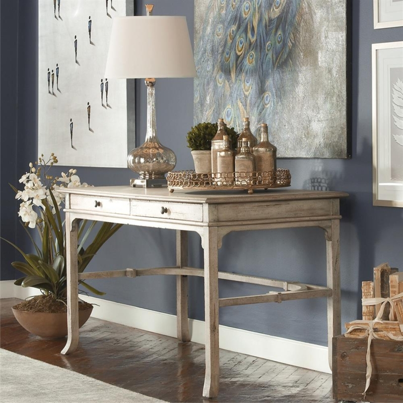 French Country Antique White Mango Wood Desk