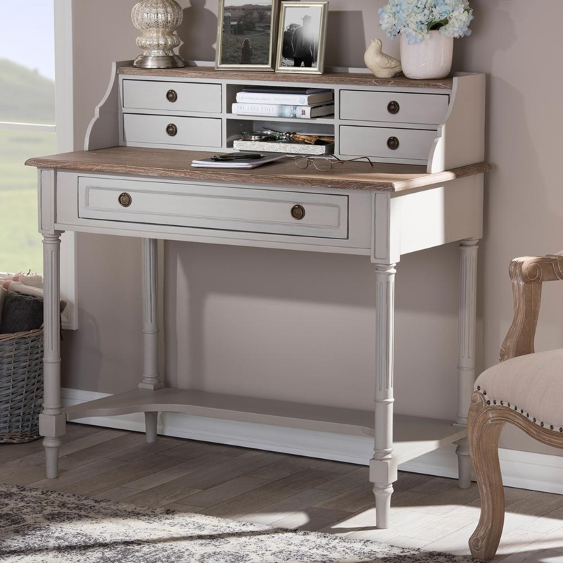 French Provincial White Finished Wood Desk
