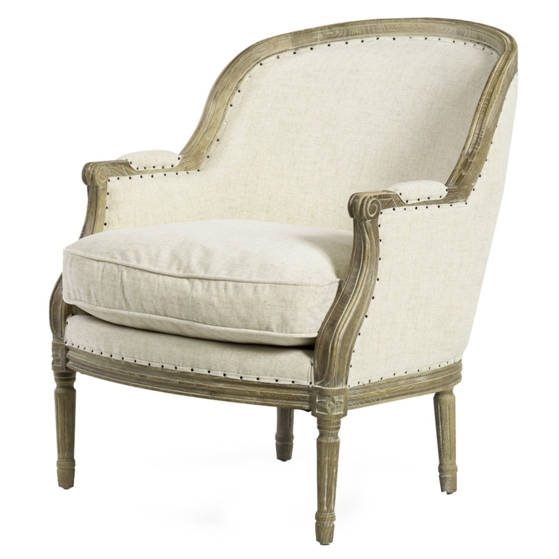 French Style Savannah Accent Chair with Linen Upholstery