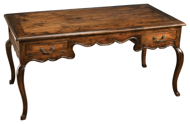 French Style Solid Wood Pecan Finish Desk