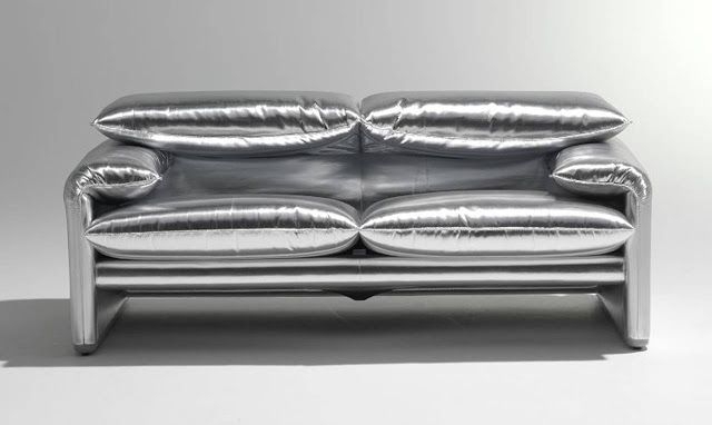 Futuristic Silver Inflatable Sofa Interior Design