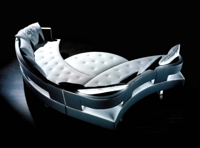 Futuristic White Leather Modular Sofa Formenti Design