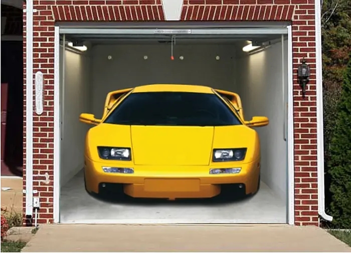 Garage Door Decal Featuring Realistic Sports Car