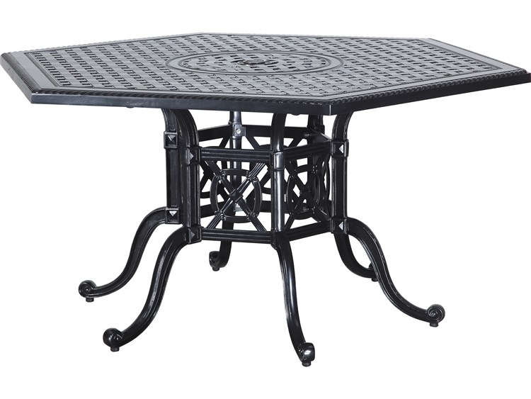 Gensun Grand Terrace Cast Aluminum 61 Hexagon Dining Table with ...