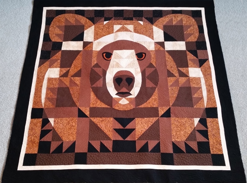 Geometric Bear Face Custom Quilted Blanket