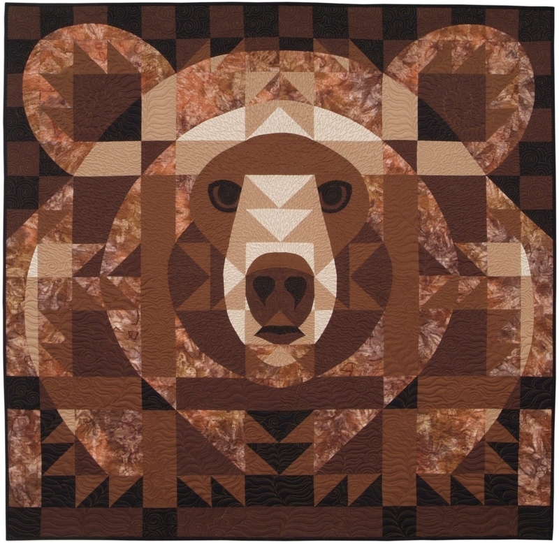 Geometric Bear Quilt Pattern in Earth Tones