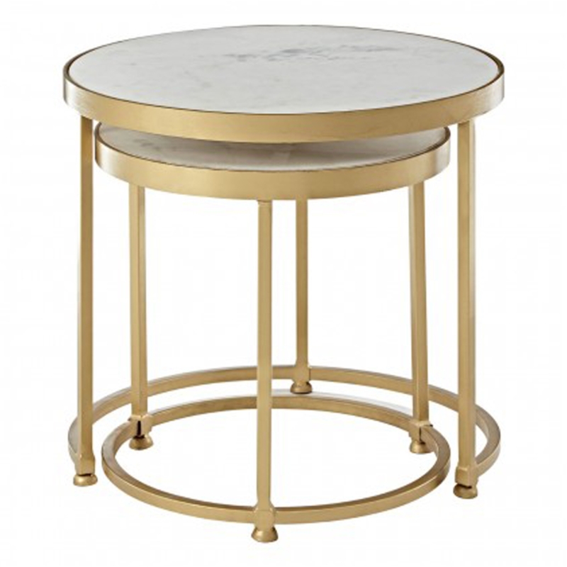 Gold Nirav Marble Top Nesting Tables