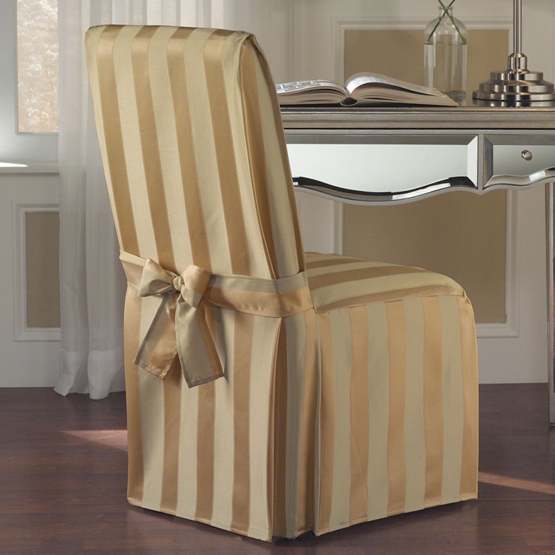 Gold Striped Madison Dining Chair Slipcover