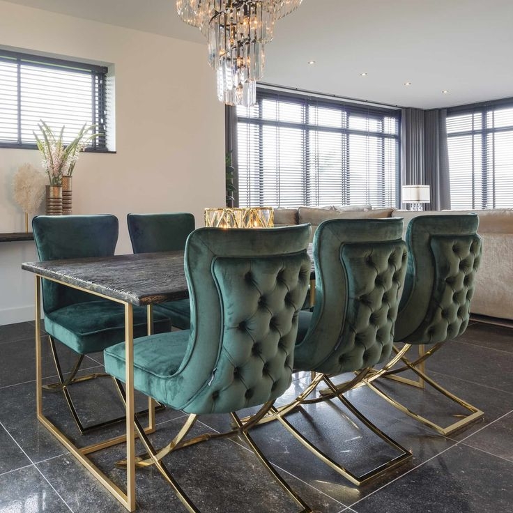 Green Velvet Modern Dining Chair - Juliettes Interiors | Tufted dining ...