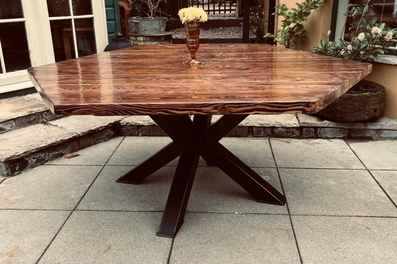 Handcrafted Hexagon Wooden Dining Table
