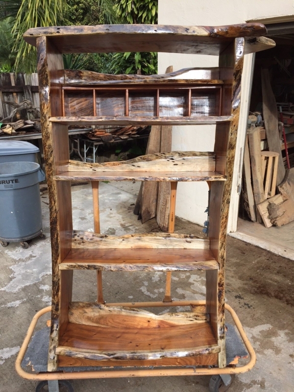 Handcrafted Live Edge Wooden Bookcase with Natural Finish