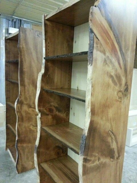 Handcrafted Live Edge Wooden Bookcases