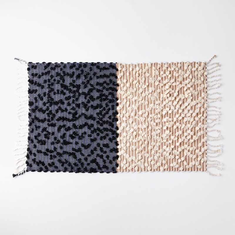 Handwoven Two-Tone Cotton Asymmetrical Rug