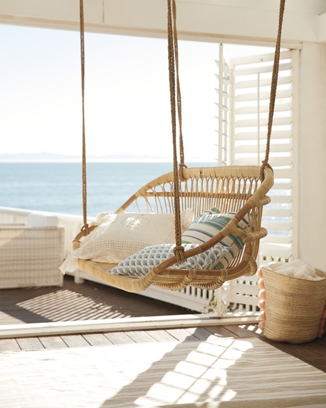 Hanging Rattan Bench | Beach house decor, Hanging rattan, Beach house ...
