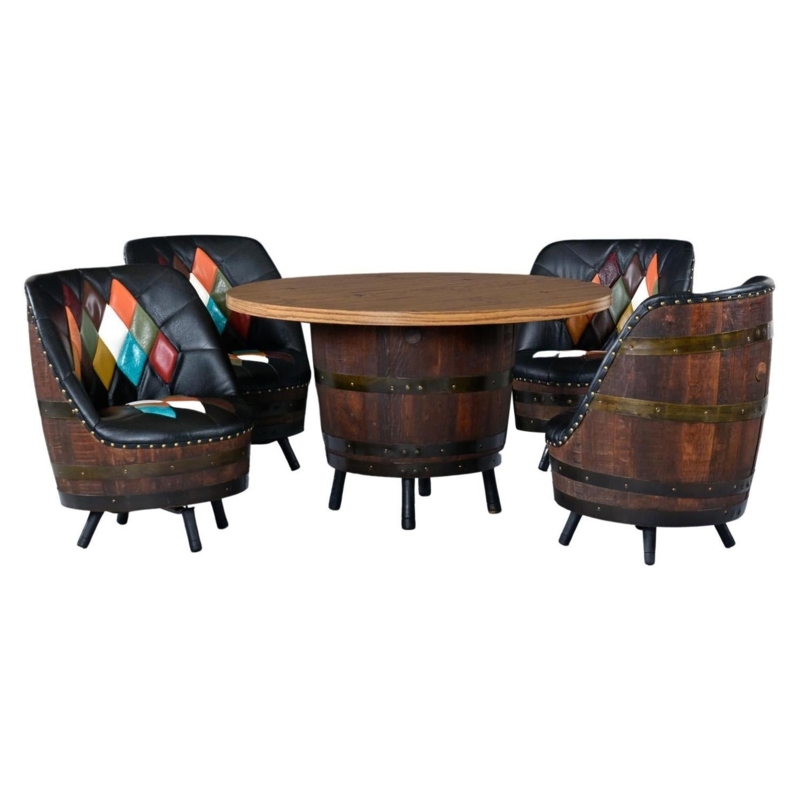 Harlequin Whiskey Barrel Gaming Table with Swivel Chairs