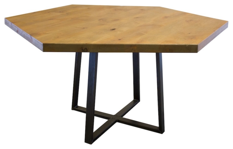 Hexagon Industrial Steel Pedestal Dining Table