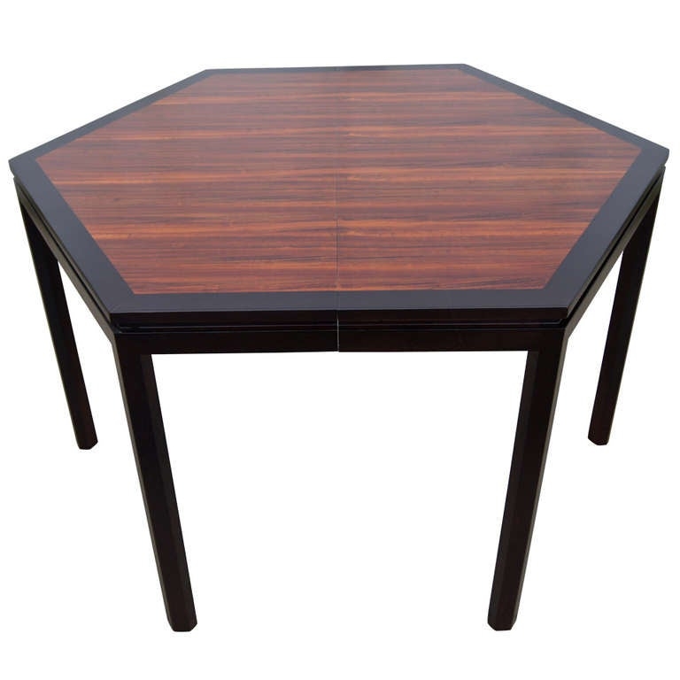 Hexagonal Rosewood Dining Table with Extensions by Edward Wormley for ...