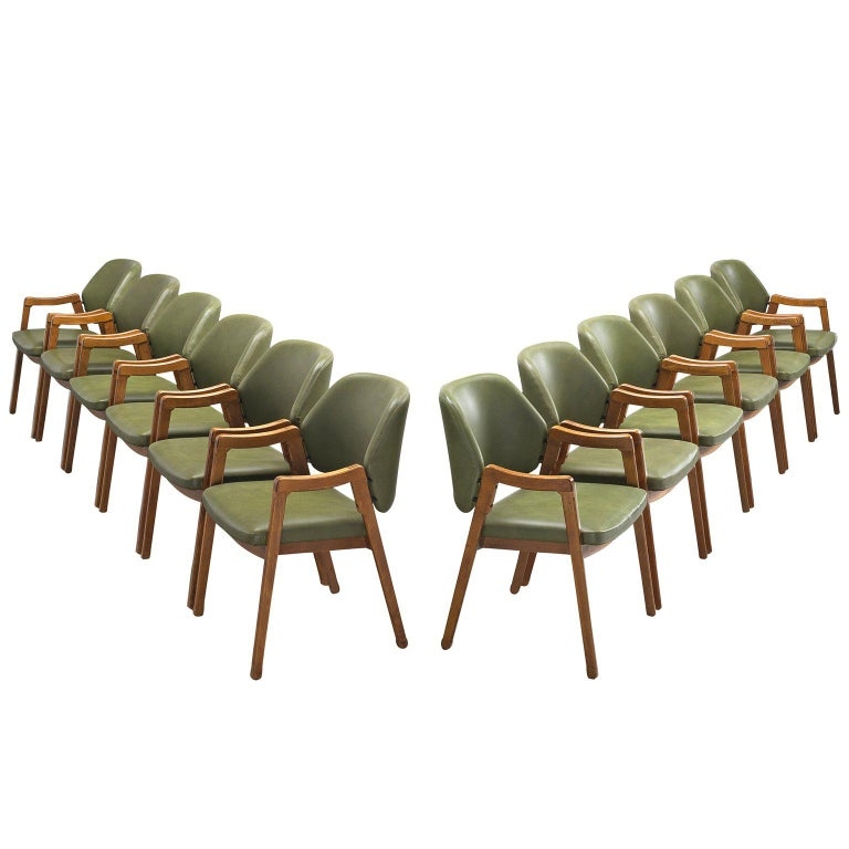 Ico Parisi Olive Green Dining Chairs Set