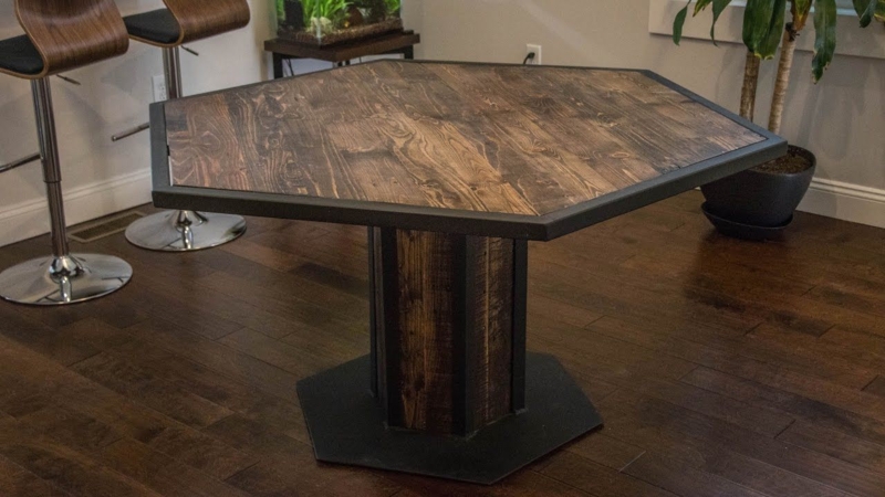 Industrial Style Hexagon Dining Table | Dining table, Diy kitchen table ...