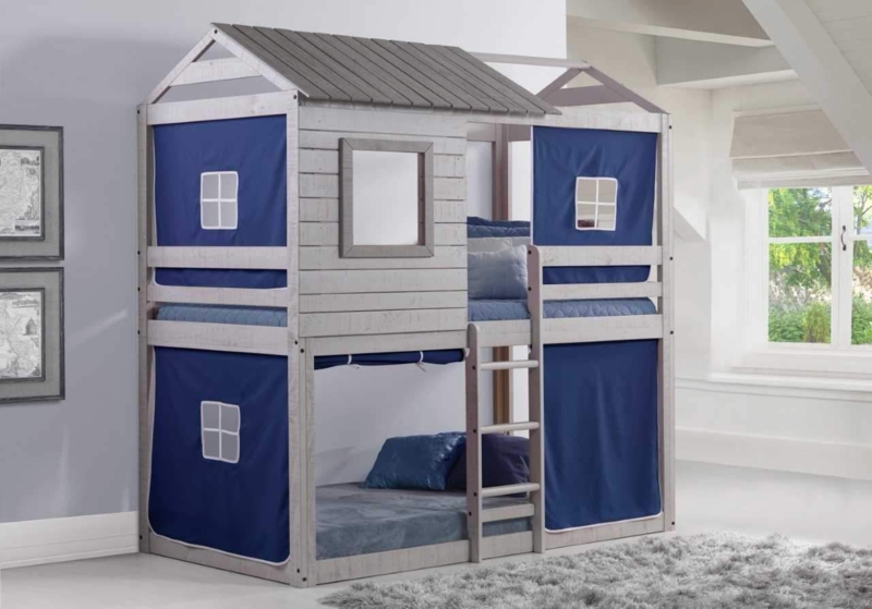Jackson Fort Bunk Bed with Blue Play Tent