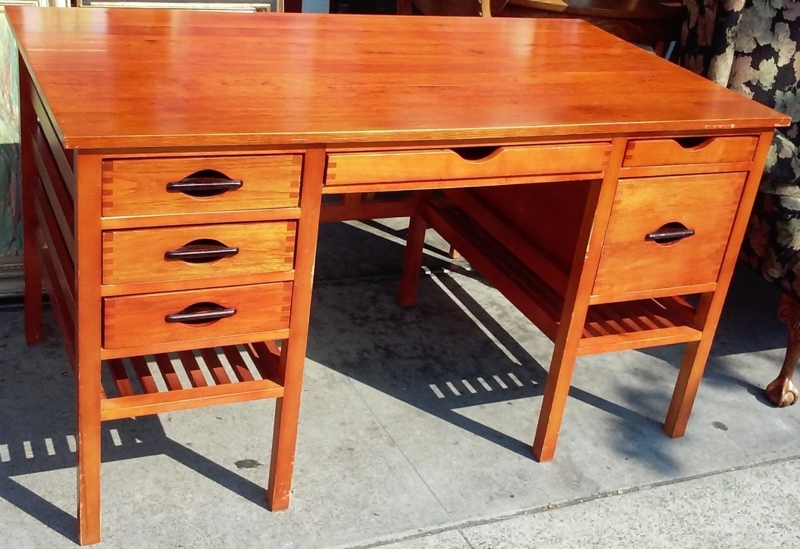 Japanese Style Wooden Desk with Multiple Drawers