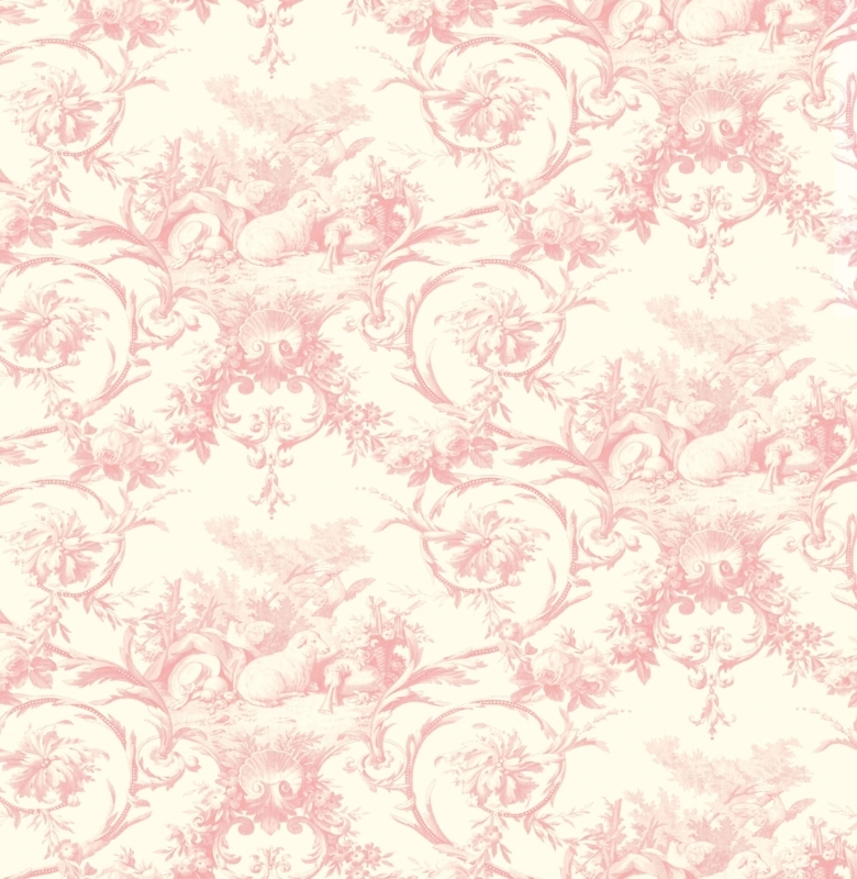 Kennedy Pink Modern Toile Classic Wallpaper