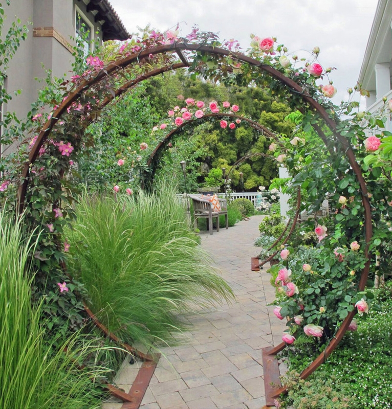 Kensington Garden Rose Arch with Wrought Iron Gates