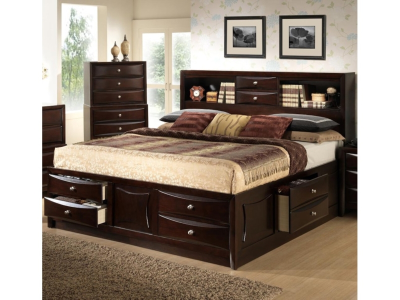 King Size Wooden Captains Bed with Storage Drawers